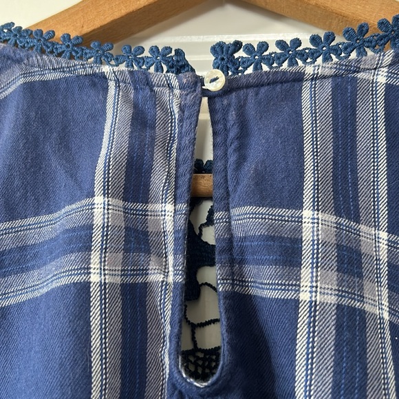 Free People Darling Diane Plaid Balloon Sleeve Lace Top w Measurements! Size M - Picture 10 of 13